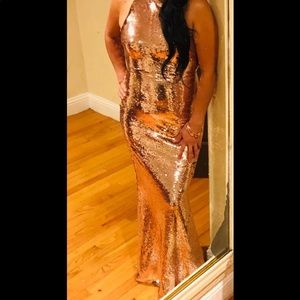 Sequin rose gold formal dress